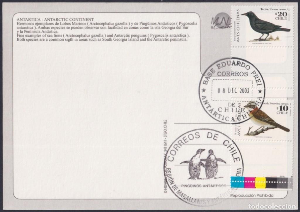 Francobolli: F-EX64182 CHILE ANTARCTIC TERRITORY 2003 COVER EDUARDO FREI STATION BIRD.