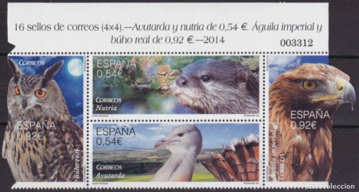Francobolli: F-EX64450 ESPA&Ntilde;A SPAIN 2014 MNH ENDANGERED FAUNA BIRD PIGEON OWL EAGLE.