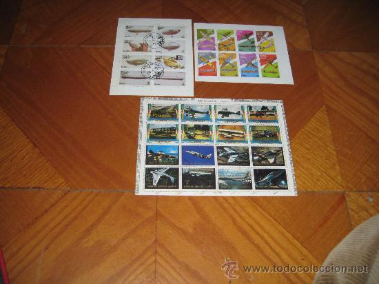Sellos: 3 hojitas, tema aviones. - Foto 1