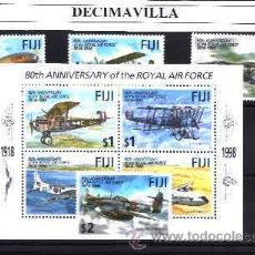 Sellos: FIJI, 1998, 839/52 + H.B 27, AVIONES, ROYAL AIR FORCE