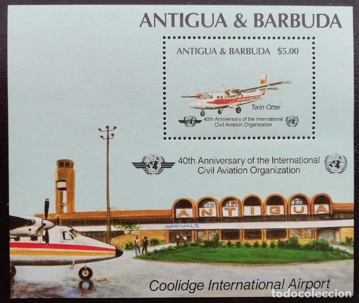 1985. ANTIGUA-BARBUDA. HB 93. 40 ANIV. DE LA ORGANIZACIÓN DE LA AVIACIÓN CIVIL INTERNACIONAL. NUEVO. (Sellos - Temáticas - Aviones)