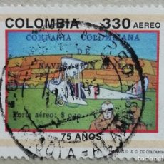 Sellos: 1955. COLOMBIA. 75 ANIVERSARIO DE LA COMPAÑÍA COLOMBIANA DE NAVEGACIÓN AÉREA. SERIE COMPLETA. USADO.. Lote 346870903