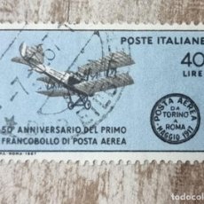 Sellos: SELLO USADO ITALIA 1967 AVIONES - 50º ANIVERSARIO DEL PRIMER SELLO DEL CORREO AEREO