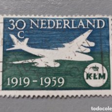 Sellos: SELLO 711 NEDERLAND HOLANDA AÑO 1959 ANIVERSARIO KLM AVION