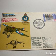 Sellos: SOBRE 60 ANIVERSARIO ESCUADRÓN ROYAL AIR FORCE GRAN BRETAÑA 1972