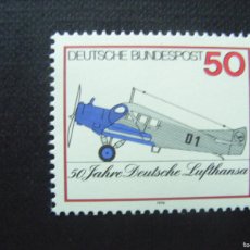 Sellos: ALEMANIA FEDERAL Nº YVERT 727*** AÑO 1976. 50 ANIVERSARIO DE LUFTHANSA. AVION JUNKERS F-13