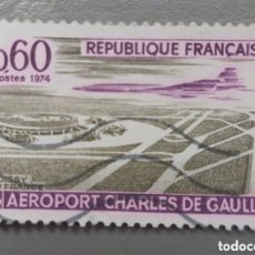 Sellos: FRANCIA SELLO AVION AEROPUERTO CHARLES DE GAULLE AÑO 1974