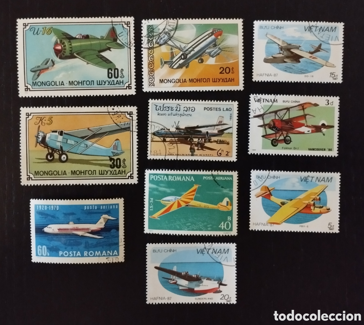 Sellos: 10 SELLOS ESTAMPILLAS TEM&Aacute;TICA AVIONES - Foto 1