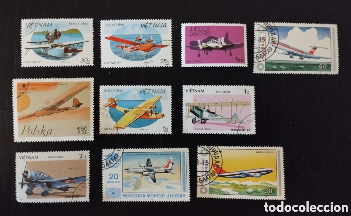 Sellos: 10 SELLOS ESTAMPILLAS TEM&Aacute;TICA AVIONES - Foto 1