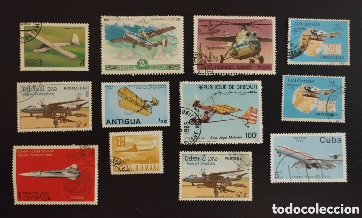 Sellos: 12 SELLOS ESTAMPILLAS TEM&Aacute;TICA AVIONES - Foto 1