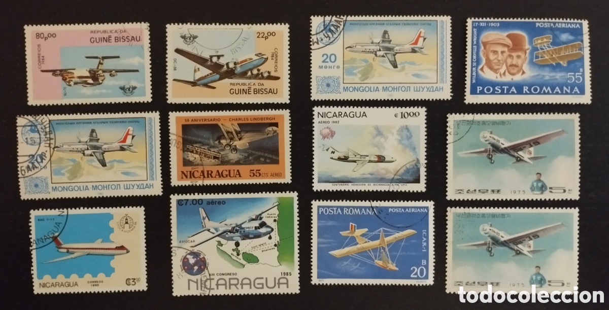 Sellos: 12 SELLOS ESTAMPILLAS TEM&Aacute;TICA AVIONES - Foto 1