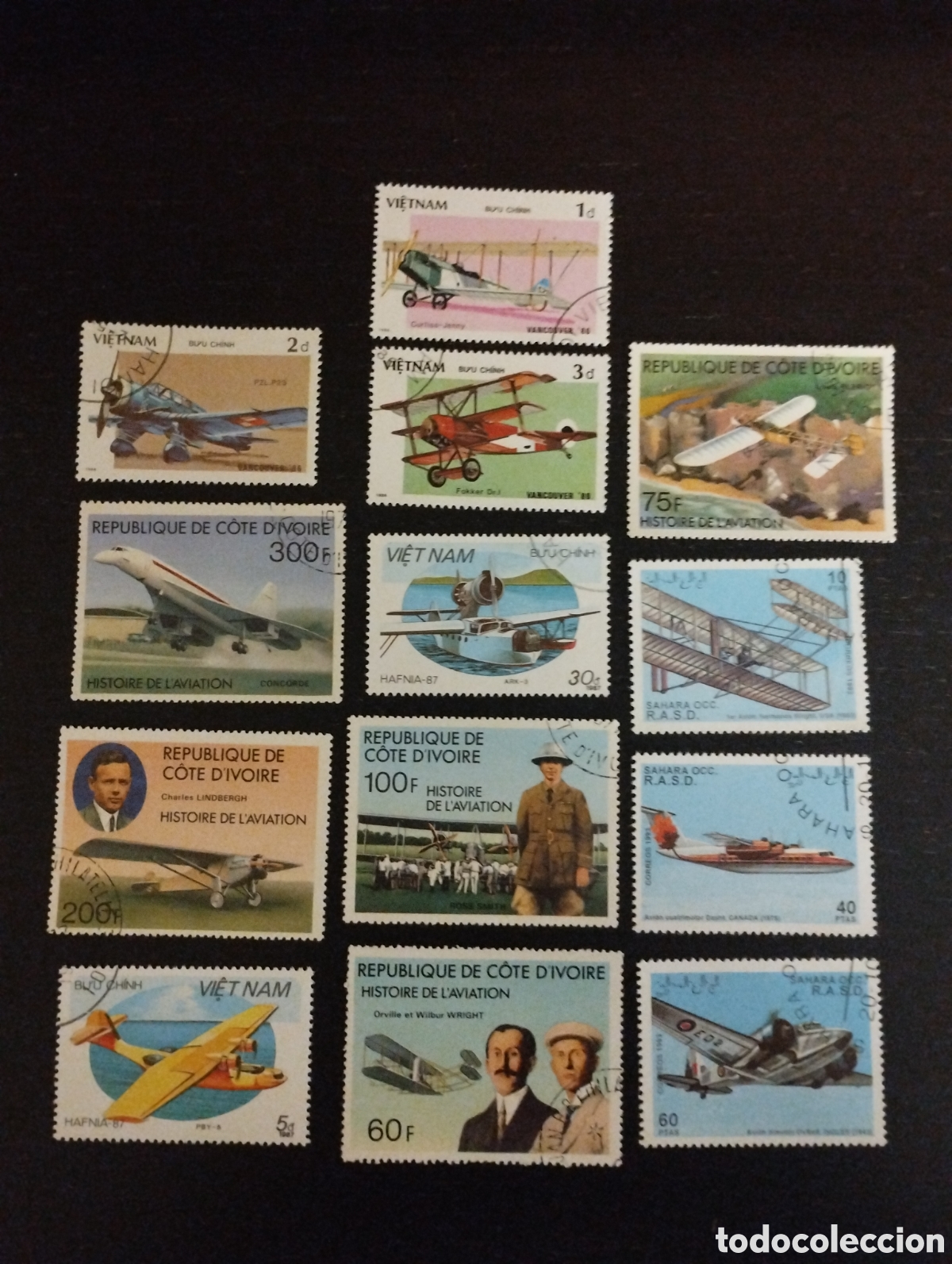 Sellos: 13 SELLOS ESTAMPILLAS TEM&Aacute;TICA AVIONES. - Foto 1