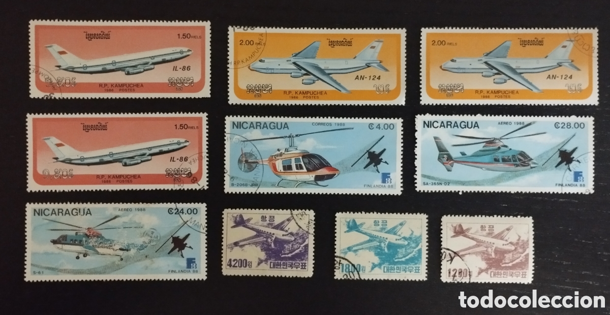 Sellos: 10 SELLOS ESTAMPILLAS TEM&Aacute;TICA AVIONES - Foto 1