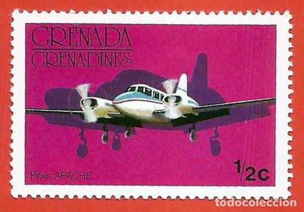 Sellos: Granada. Granadinas. 1976. Scott # 182. Avion. Piper Apache - Foto 1