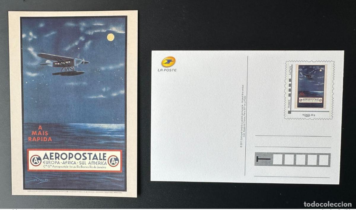 Sellos: Tarjeta postal de Francia 2017 en su totalidad Museo Aeropostal Avi&oacute;n Air France R&iacute;o Janeiro