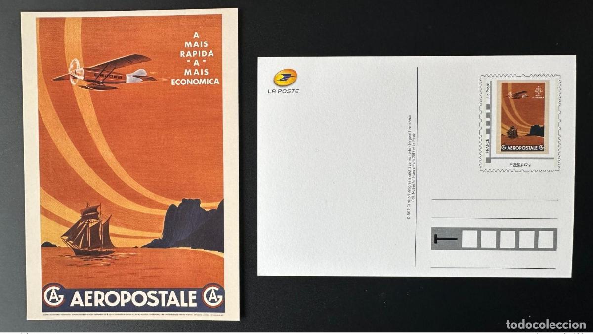 Sellos: Tarjeta postal de Francia 2017 en todo el Museo Aeropostal Air France Economica Avion