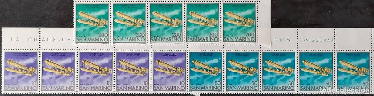 Sellos: SAN MARINO 1978 - ANIVERSARIO / PRIMER VUELO .