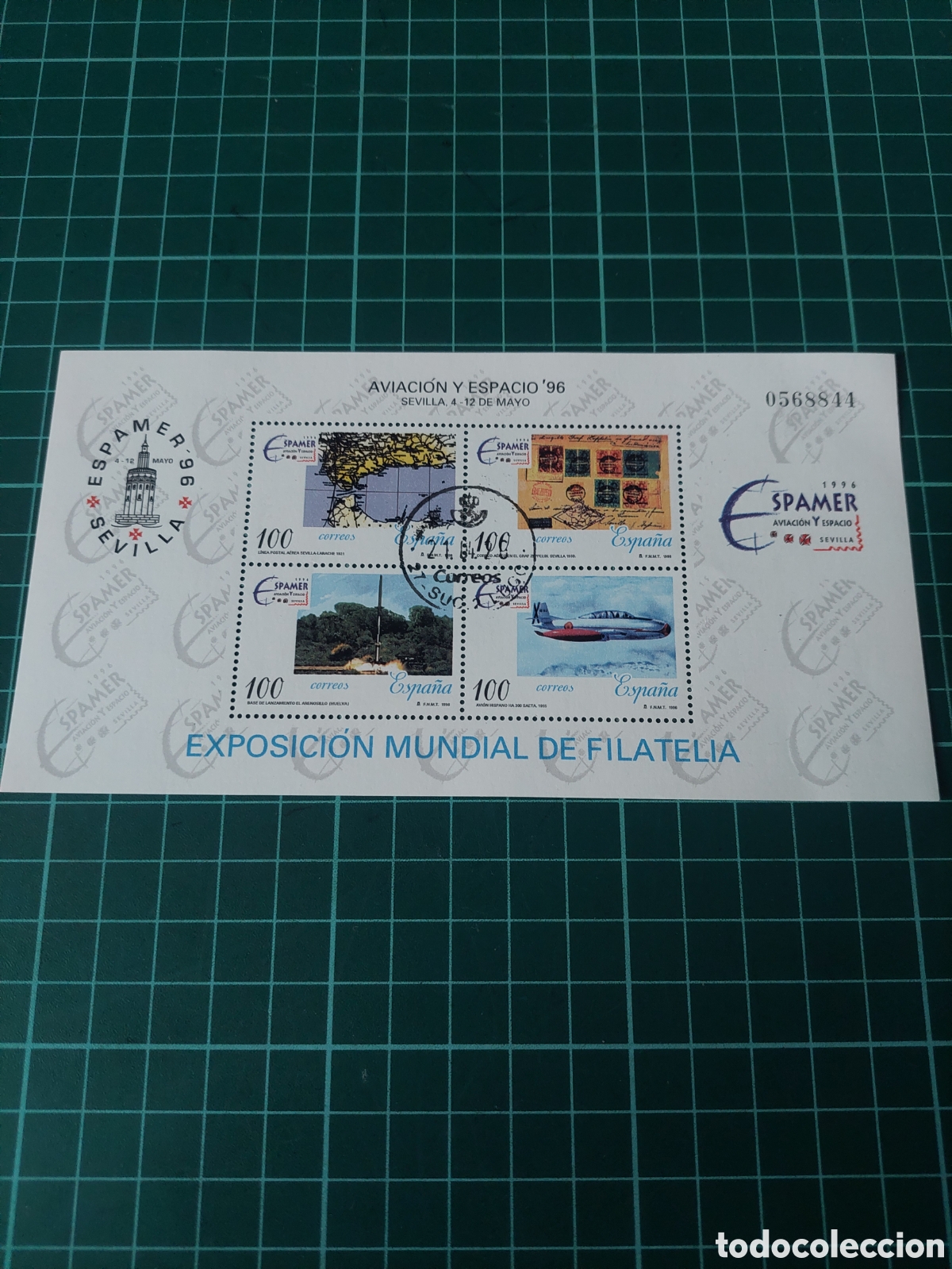 Sellos: USADOS LUJO ESPA&Ntilde;A 1996 ESPAMER AVIACION Y ESPACIO AVIONES SEVILLA ESPA&Ntilde;A