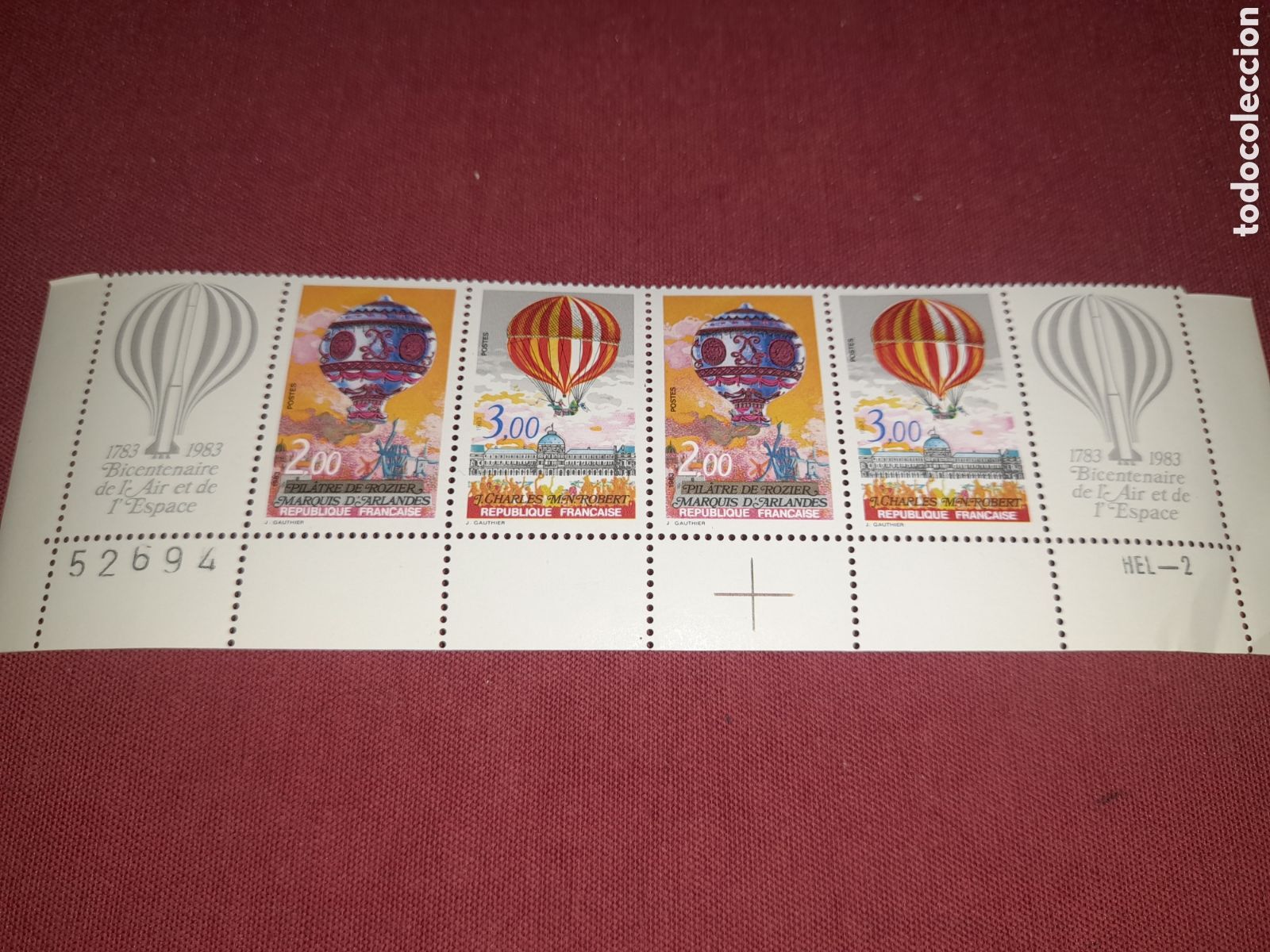 Sellos: Sello Francia nuevo 1983. 200Aniv primeros vuelos globo. Dirigible. Aviaci&oacute;n. Zepeling. Vistas.