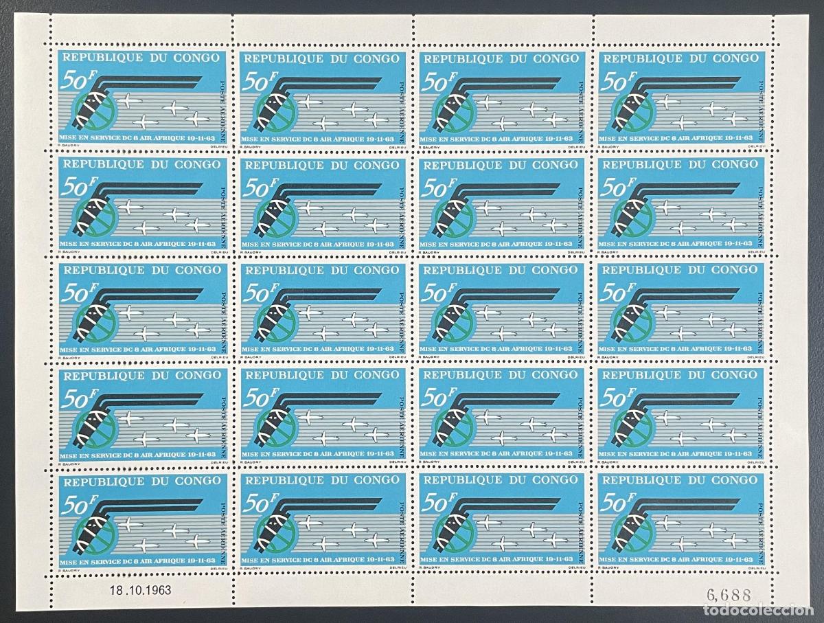 Selos: Congo 1963 YT PA 13 tabl&oacute;n Air Africa avi&oacute;n aviaci&oacute;n transporte a&eacute;reo