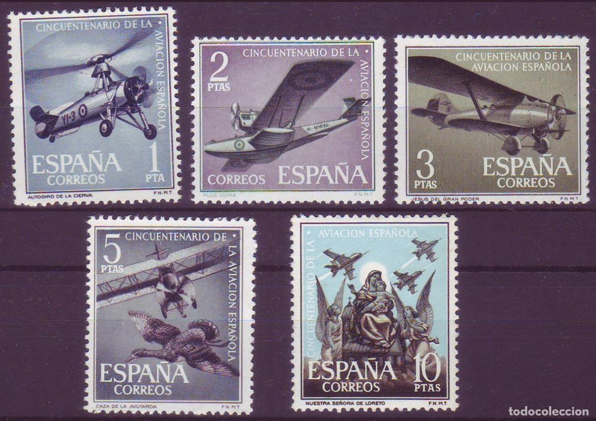 Sellos: 5v Espa&ntilde;a, 1961 | 50&ordm; Aniv. Aviaci&oacute;n Espa&ntilde;ola | Edifil: 1401/5 - Yv: 1074/8 - Mi: 1296/300 MNH **