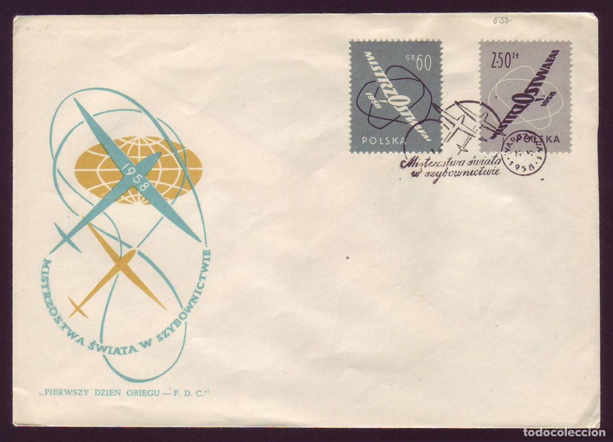 Sellos: FDC Polonia, 1958 | World Gliding Championships | Yv: 935/6 - Mi: 1058/9
