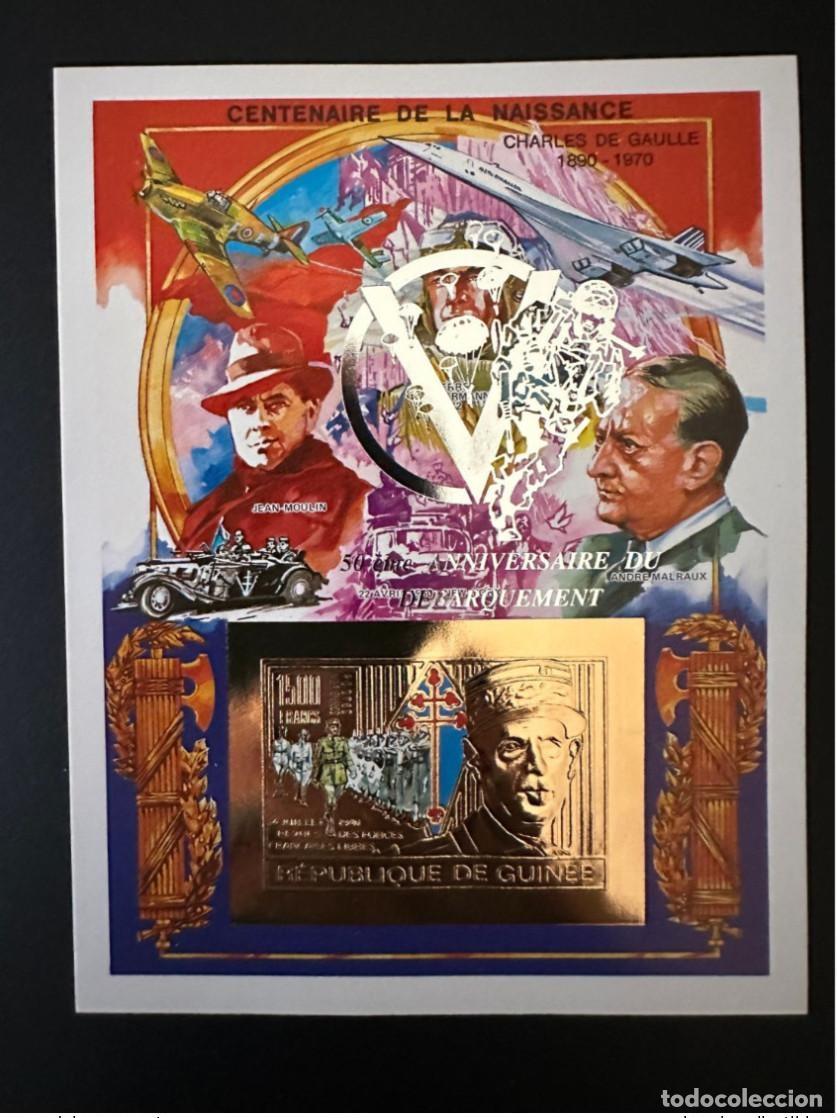Sellos: Guinea 1994 Mi. Bl. 489 B ND El desembarco del General de Gaulle sobrecarg&oacute; Concorde