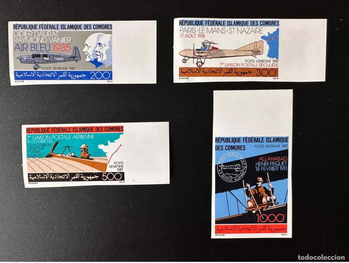 Sellos: Comoras 1987 Mi. 803 - 806 ND Pequet Avion Airplane Flugzeug Paris Air Bleu