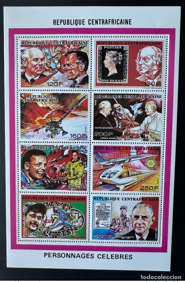 Sellos: &Aacute;frica Central 1990 Mi. 1440 - 1447 Klb Papa Juan Pablo II Concorde Tren Gaulle