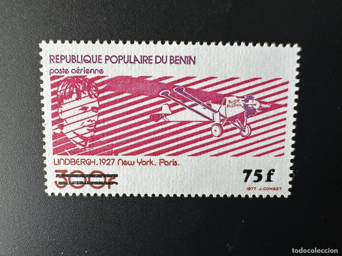 Sellos: Benin 1985 Mi. 391 Charles Lindbergh Par&iacute;s Nueva York Avi&oacute;n sobrecargado