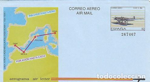 Sellos: Aerograma Edifil 214 (A&Ntilde;O 1989) LINEA AEREA CADIZ-MELILLA-POLLENSA-ROMA
