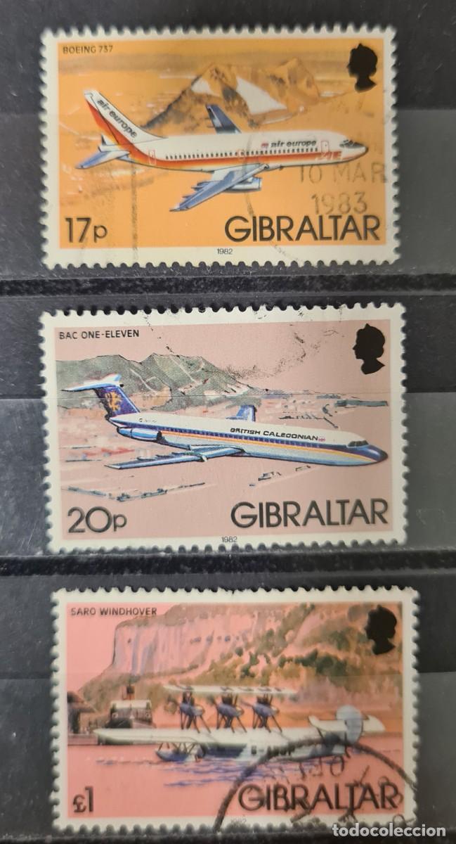 Timbres: Serie de sellos usados de Gibraltar 1982: Aviones e hidroaviones