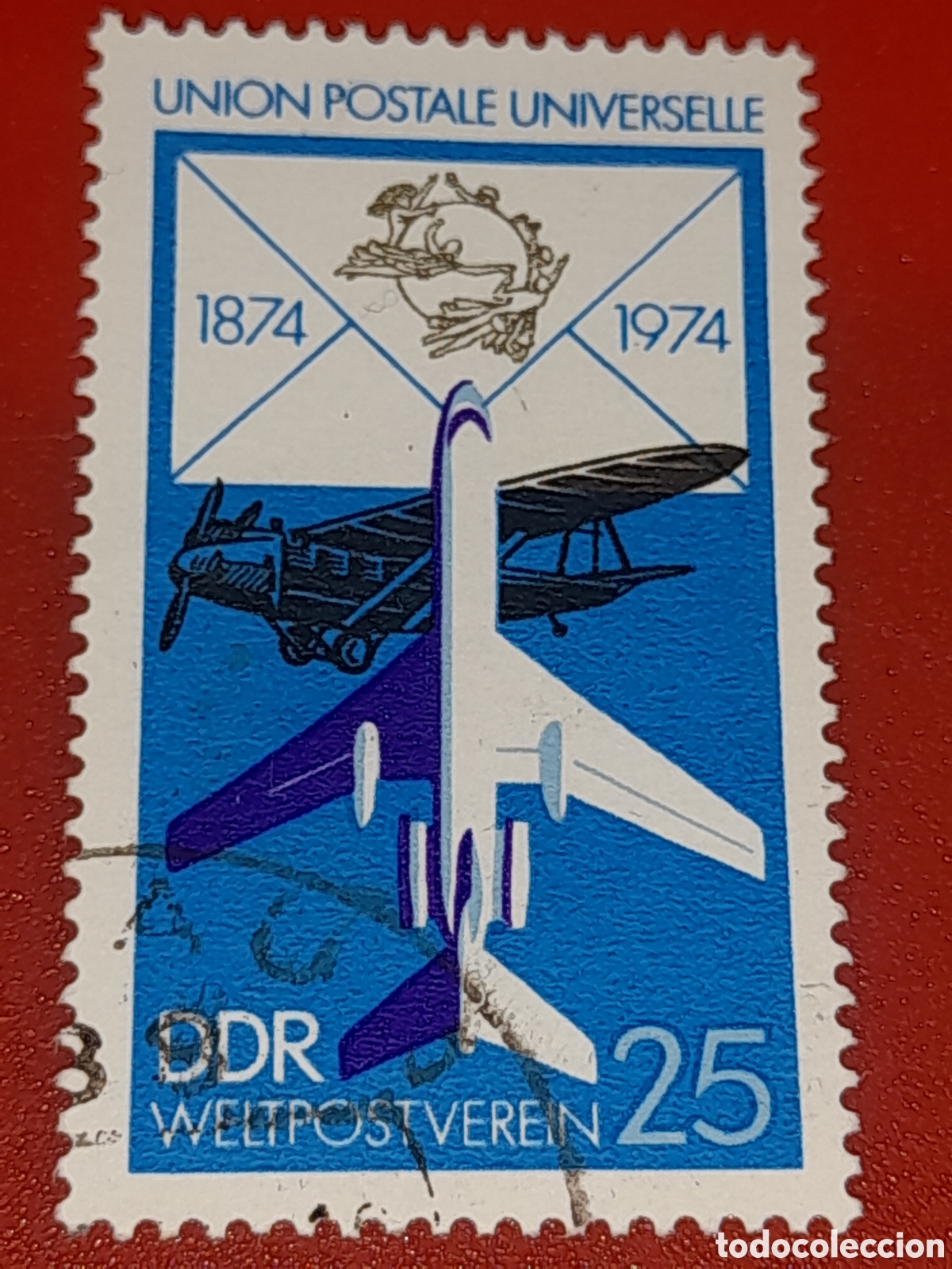 Sellos: Sello Alemania, DDR nuevo 1974. 100Aniv Uni&oacute;n Postal Universal. Aviones. Aviaci&oacute;n. Vuelos.