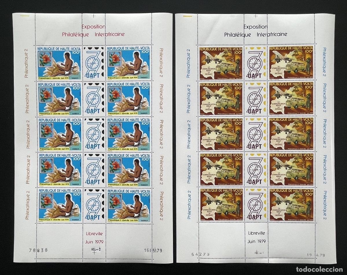 Briefmarken: Alto Volta 1979 YT 478A 479A bloque Philexafrique 2 UAPT Libreville Concorde