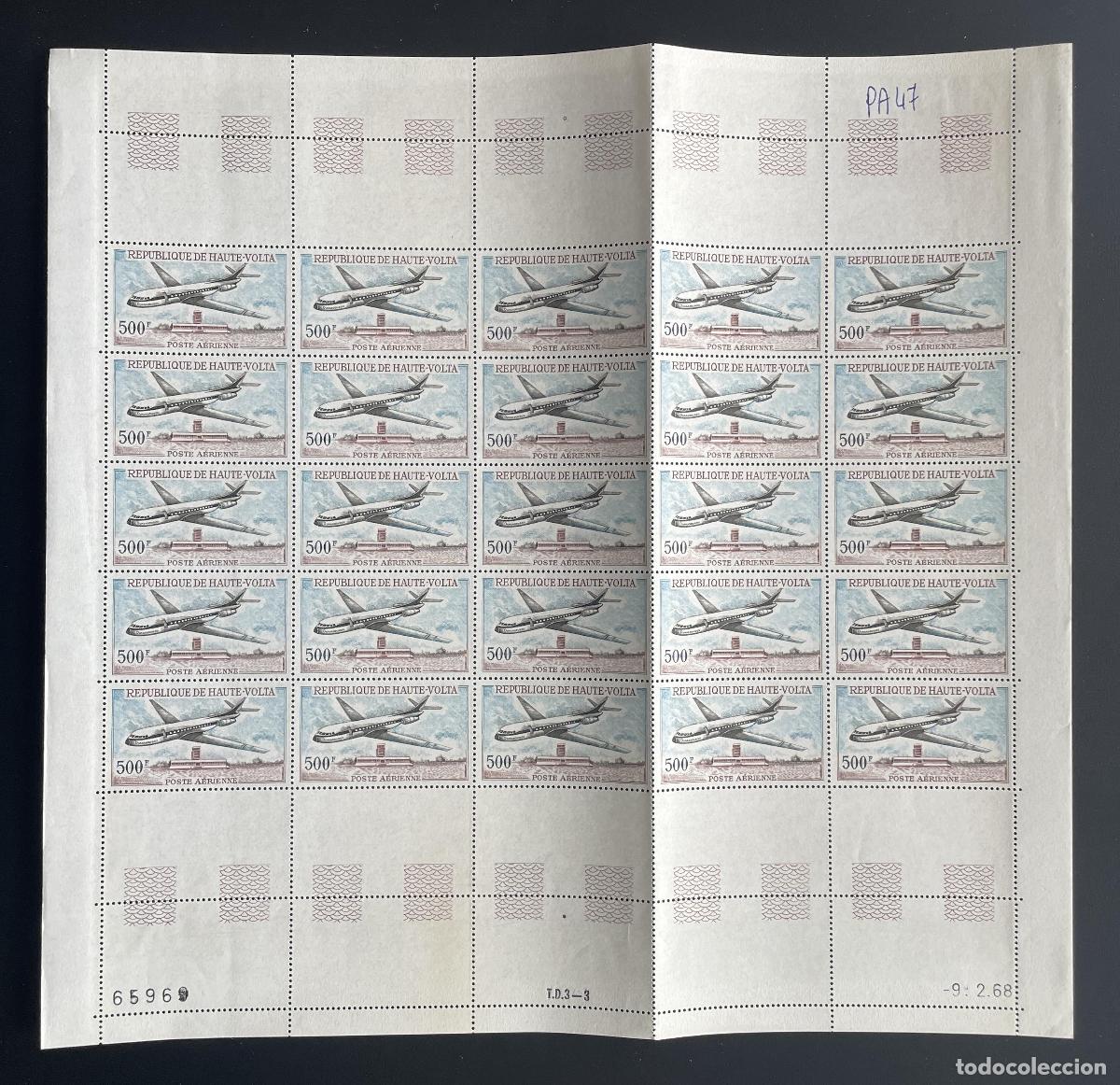 Briefmarken: Alto Volta 1968 YT PA 47 bloque correo a&eacute;reo avi&oacute;n Caravelle aviaci&oacute;n