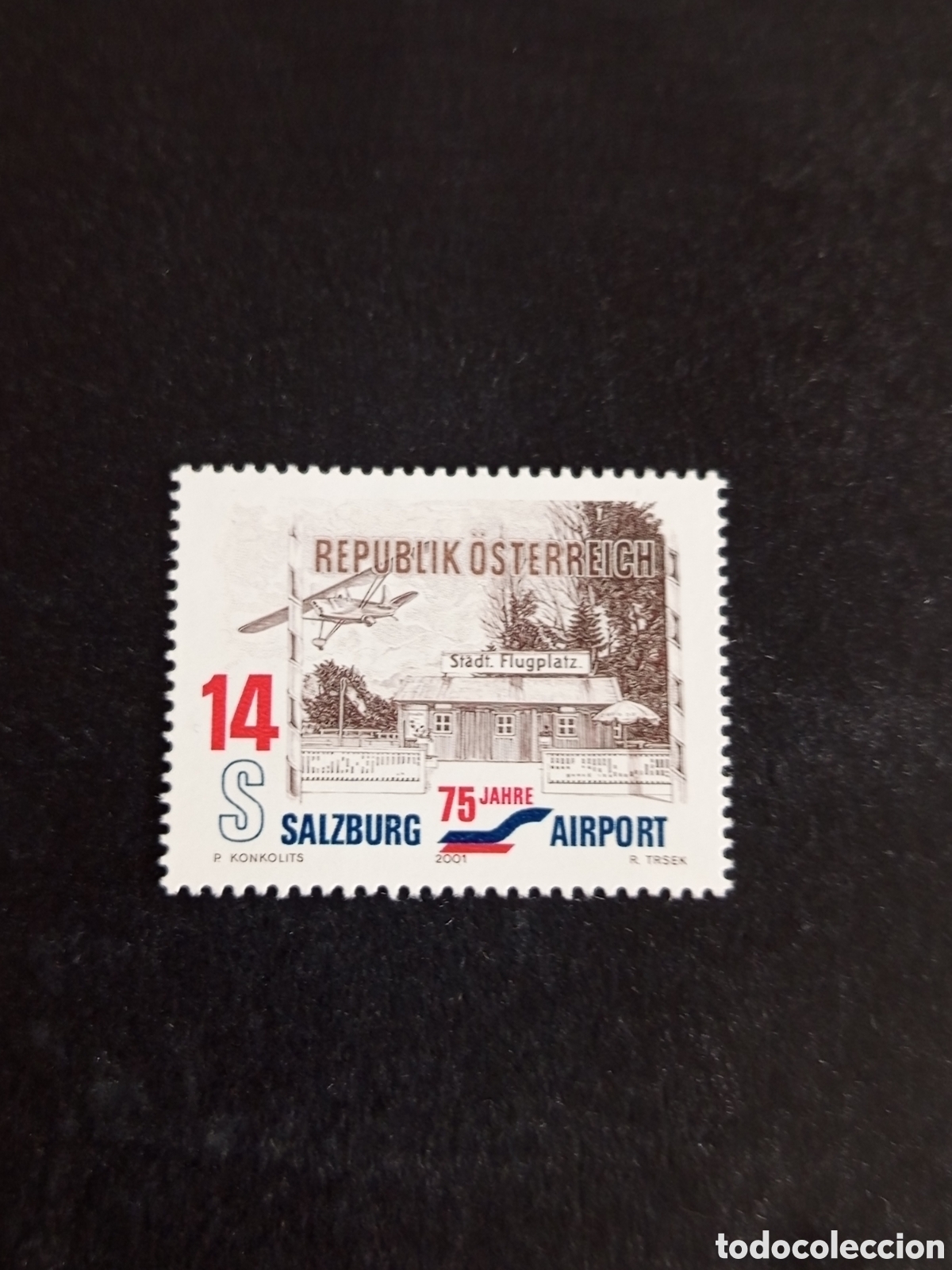 Sellos: AUSTRIA, 2001. Aeropuerto de Salzburgo. Avi&oacute;n. Pedido m&iacute;nimo 3 &euro;. Ver fotos. Sellos sin circular
