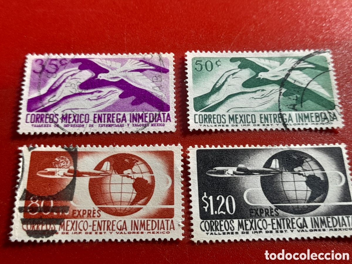 Sellos: Sello Mexico mtdo/udo 1956 - 1971. Correo urgente. Paloma. Aves.,p&aacute;jaro. Aviones. Globo terr&aacute;queo. P