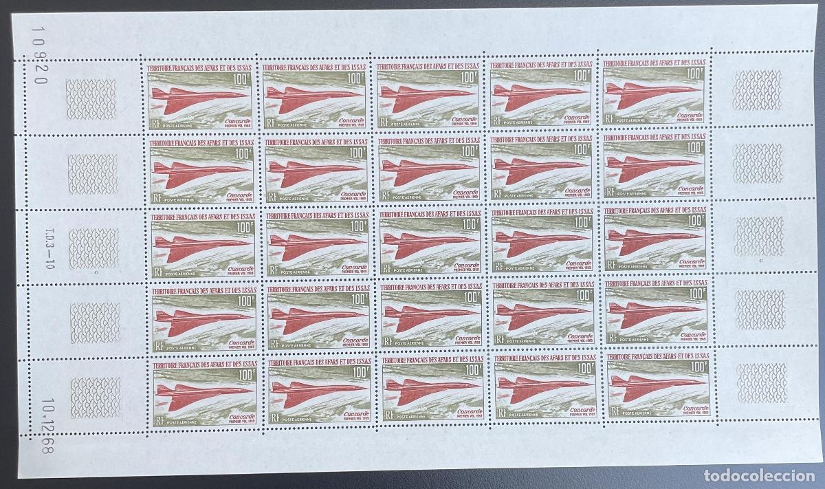 Sellos: Afar Issas 1969 YT PA 60 a bordo del avi&oacute;n supers&oacute;nico Concorde (aviaci&oacute;n)