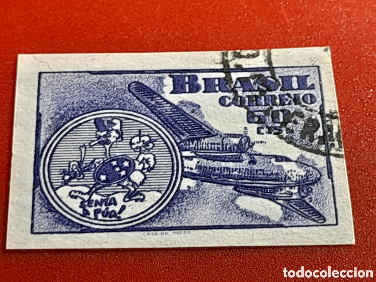 Sellos: Sello Brasil mtdo/udo/sd 1949. Homenaje fuerzas a&eacute;reas. Aviones. Aviaci&oacute;n. Vuelos. Cartograf&iacute;a.