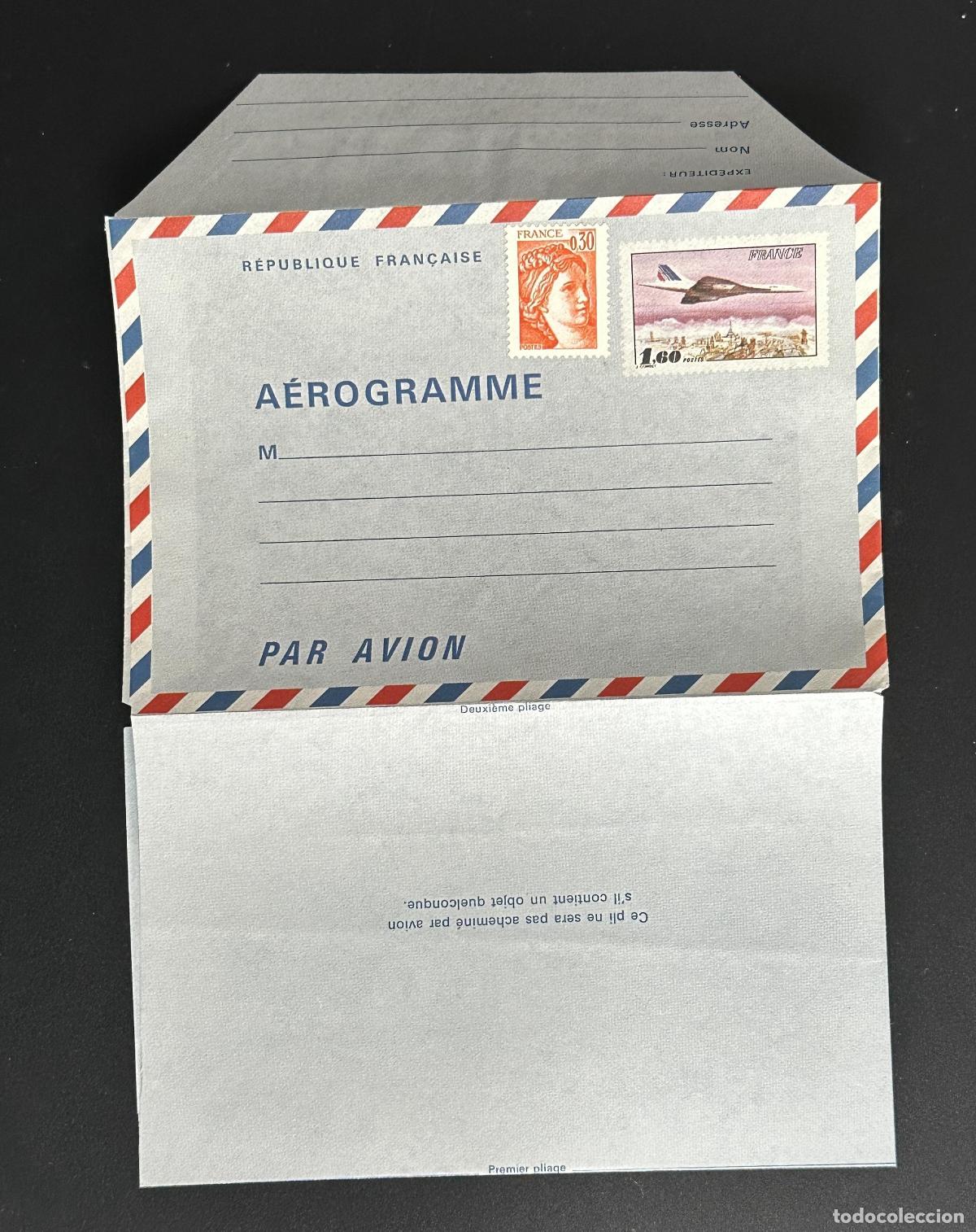 Sellos: Aerogram France BY PLANE Sabine y Concorde sellos nuevos sin circular