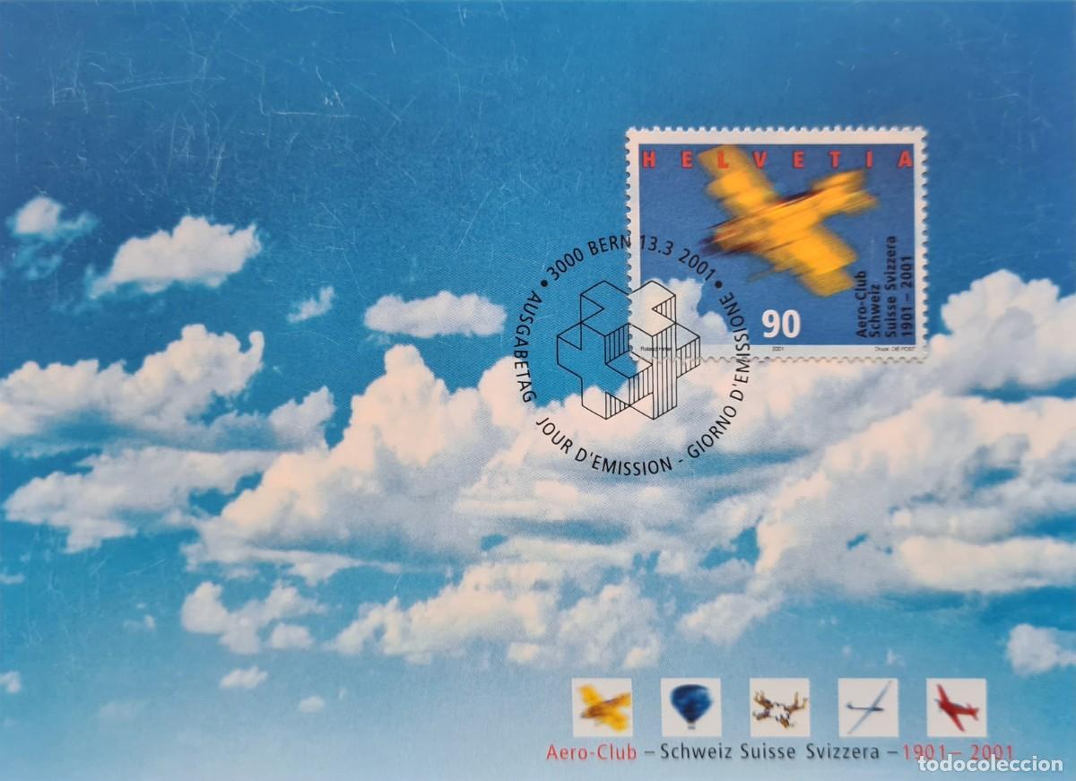 Sellos: Tarjeta m&aacute;xima: centenario del aeroclub de Suiza 2001