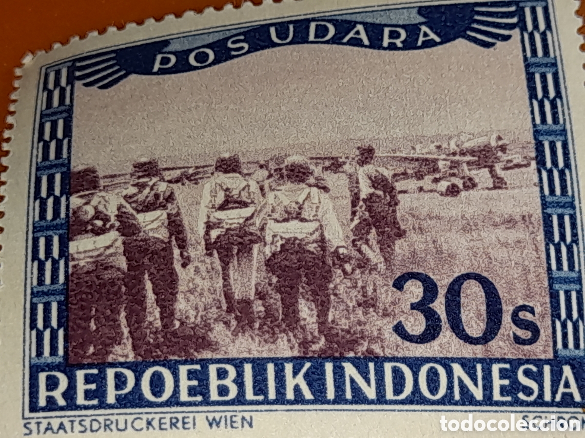 Sellos: Sello (1/13v) Indonesia nuevo 1947-1948. Repoeblik. Pos Udara. Aviones. Aviaci&oacute;n. Militar. Pilotos.
