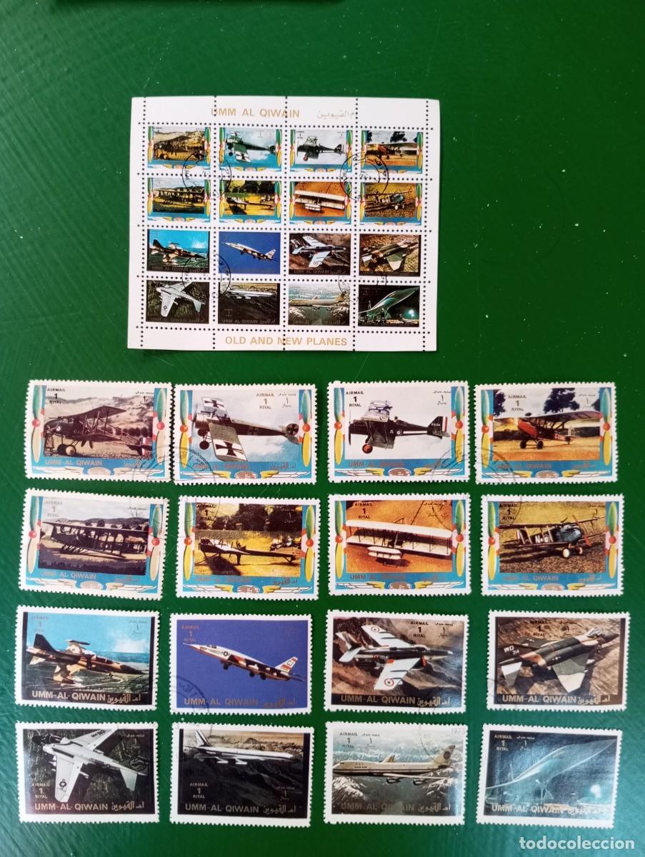 Sellos: AVIONES, SERIE COMPLETA Y MI I HOJA BLOQUE CON LOS MISMOS
