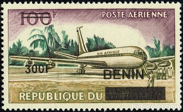 Sellos: Ben&iacute;n 2009 Mi. 1607 sobrecargado correo a&eacute;reo Air Afrique avi&oacute;n Boeing