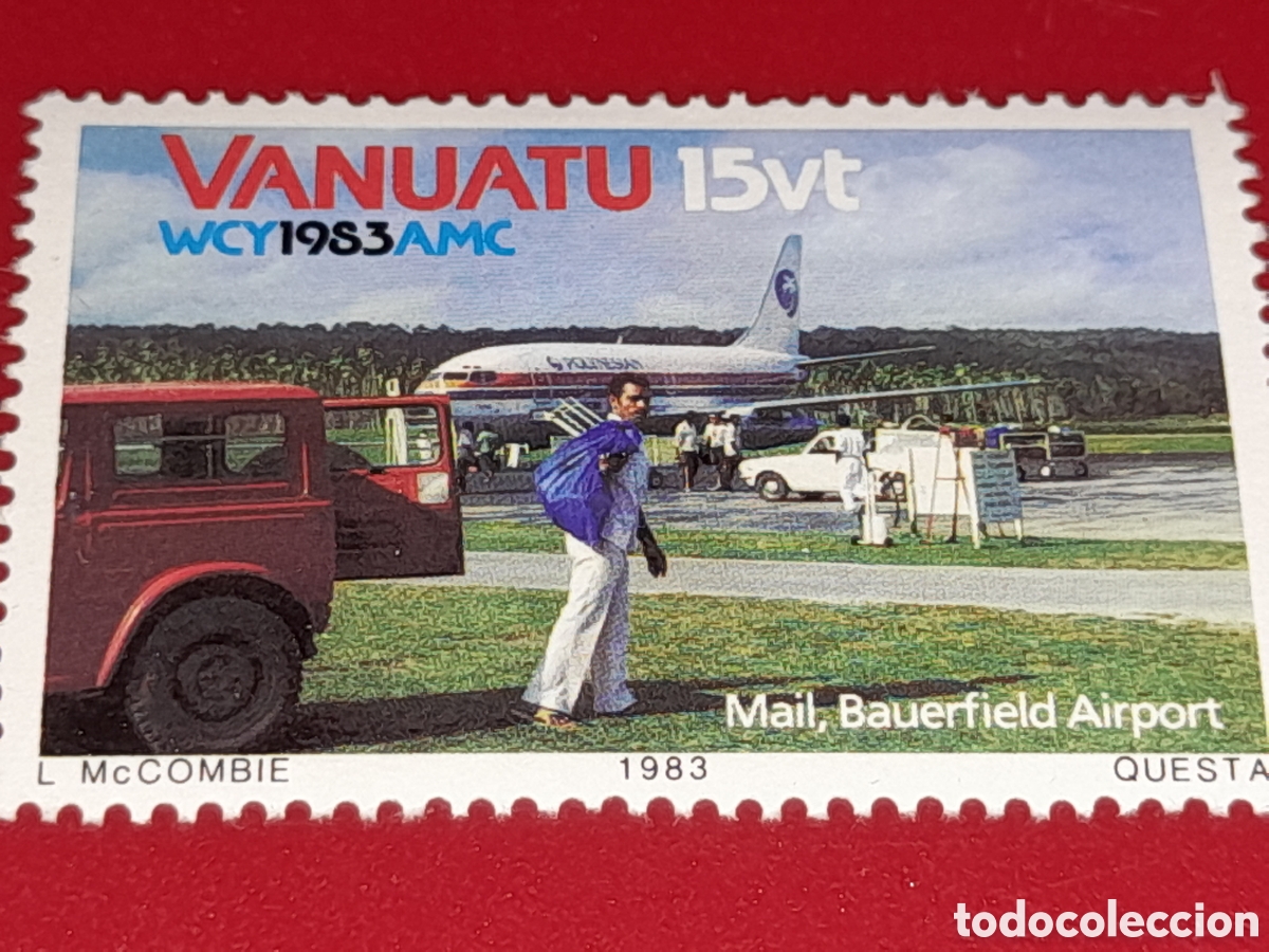 Sellos: Sello (1/4v) Vanuatu nuevo 1983. A&ntilde;o Inter comunicaciones. Aviones. Aviacion. Aeropuerto. Espacio.