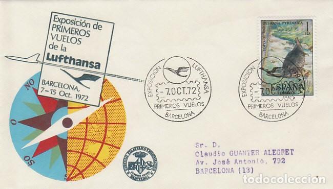 Sellos: A&Ntilde;O 1972, PRIMEROS VUELOS DE LUFHANSA, EXPOSICION, SOBRE OFICIAL, SOBRE OFICIAL