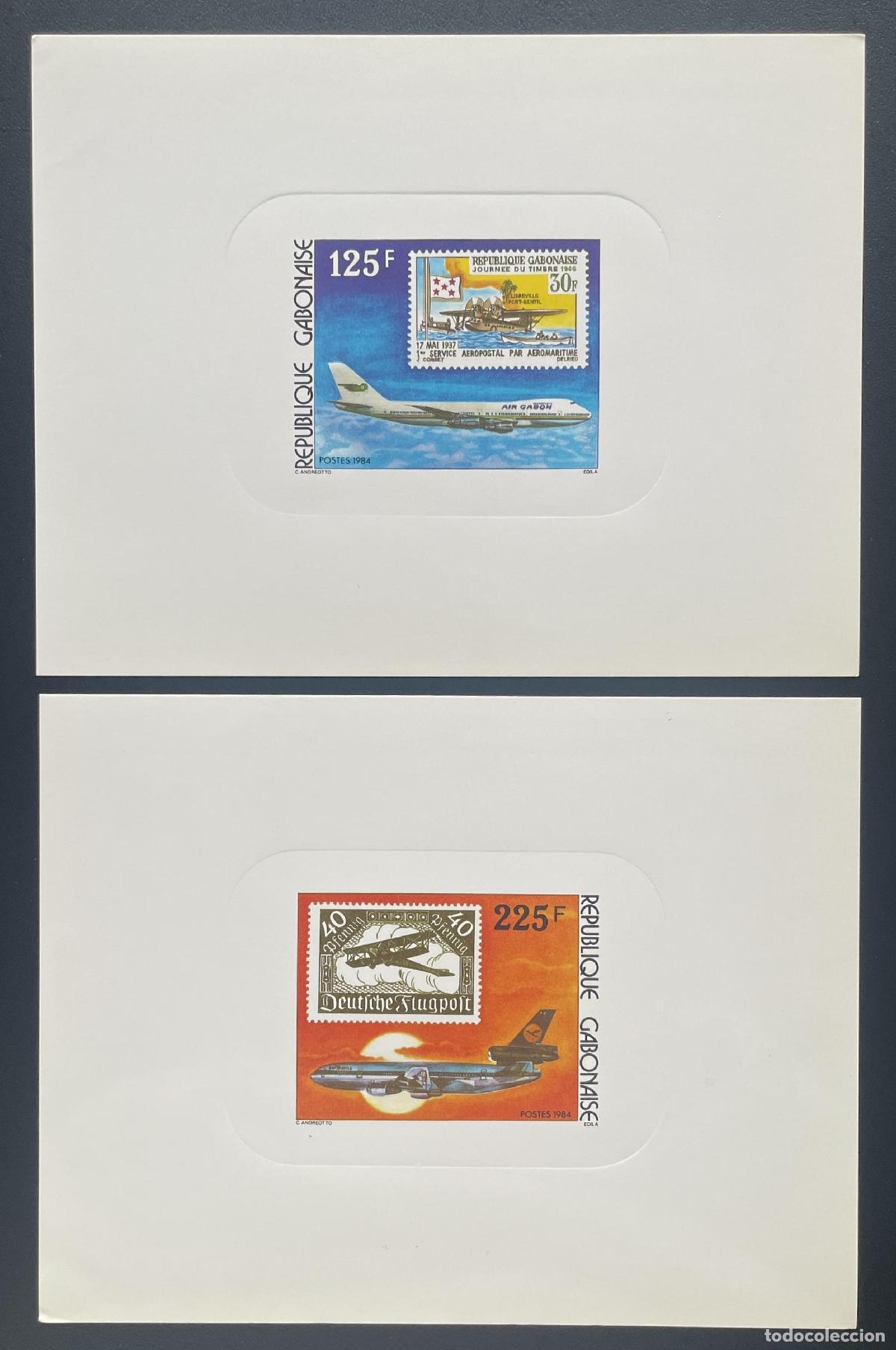 Sellos: Sello de d&iacute;a a&eacute;reo Mi. 888 - 889 Gab&oacute;n 1984 a prueba lujo avi&oacute;n aviaci&oacute;n