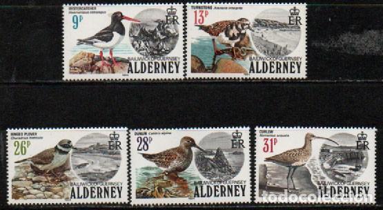 Sellos: Alderney (Gran Breta&ntilde;a) Ivert n&ordm; 13/17, P&aacute;jaros, nuevo *** serie completa