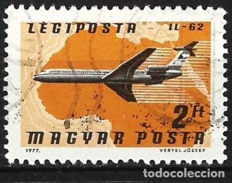 Sellos: Hungr&iacute;a 1977 - Mi 3224 - YT A 394 - Av&iacute;on Iluyshin IL-62 ( A&eacute;reo )