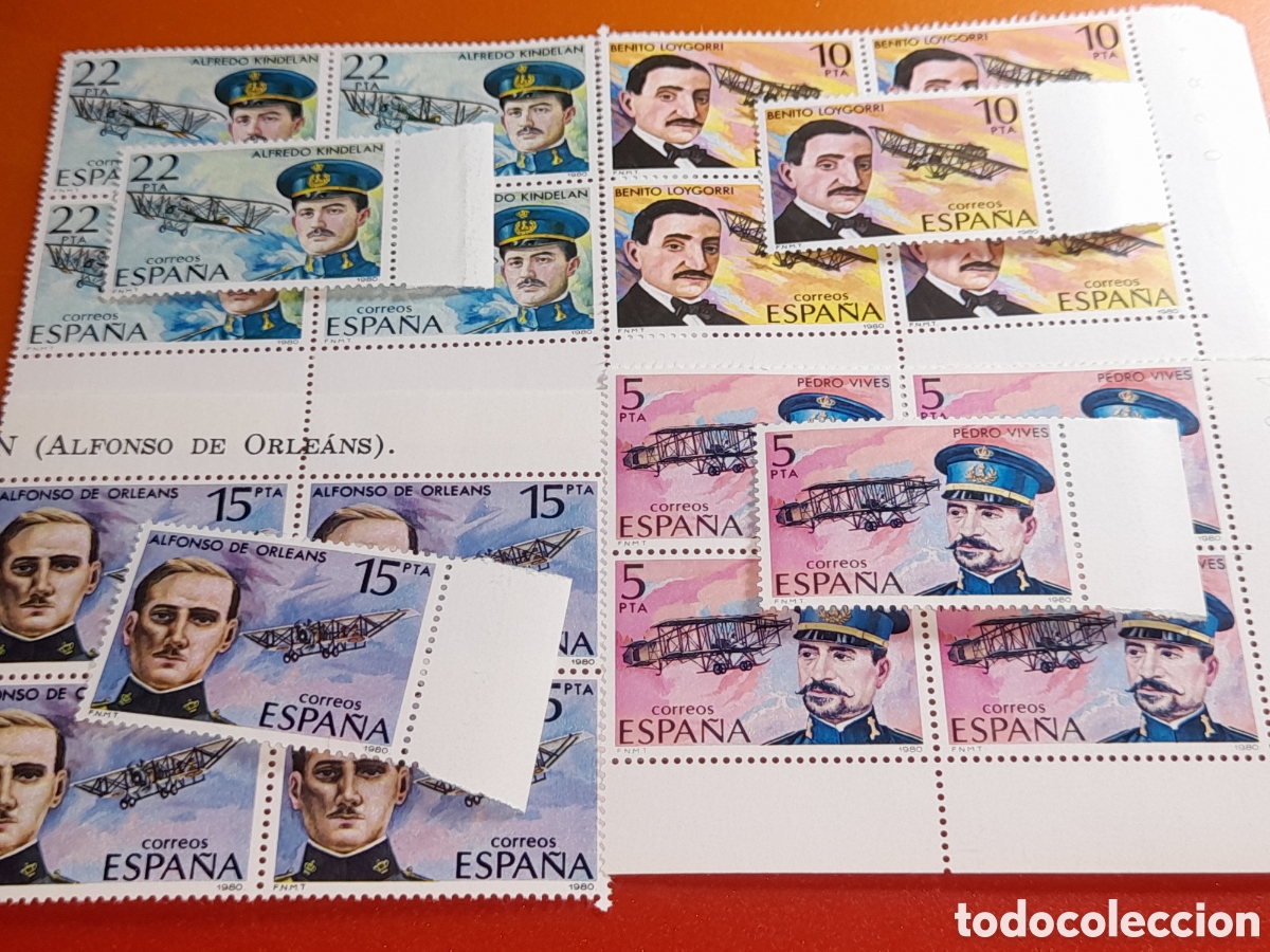 Sellos: Sello Espa&ntilde;a nuevo 1980. Pioneros aviacion. Aviones. Vuelos. Avioneta. Pilotos.